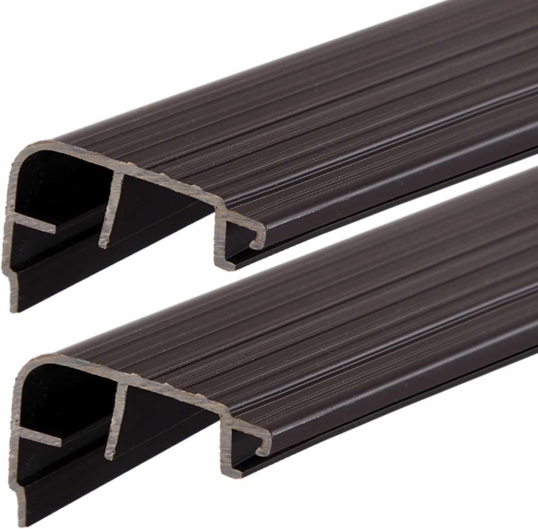 Pangda 2 Pcs 36 L Fixed Vinyl Sill Cap 1-1/4 Inches High Exterior Door Threshold Seal Replacement for Residential Door Trim-to-fit Fixed Vinyl Sill for Residential Entry Waterproof(Dark Brown)