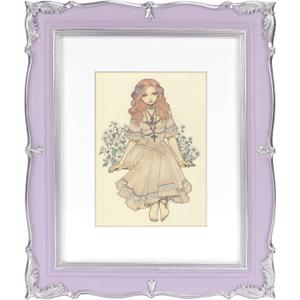 PHAREGE Vintage Picture Frame 8x10 Purple, 8 by 10 Ornate Decorative Antique Frame with Mat for 5x7 Photo, Fancy Matted Frame for Desktop or Wall, Horizontal or Vertical (8x10 inch, Purple Silver)