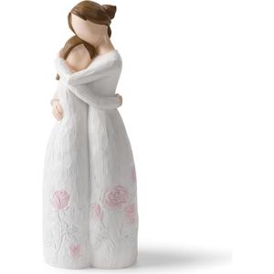 Mother Daughter Hug Figurine  Handcrafted Resin Collectible, Sentimental Gift of Love for Mom Birthday, Mothers Day, Thanksgiving, Christmas, Emotional Home Dcor, White