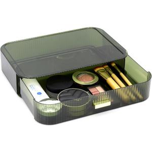 Makeup Organizer Drawers Stackable, Bathroom Vanity Organizers and Storage, Great for Cosmetics, skincare, Lipsticks, Nail Care (Green,1 Drawer)