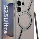 Magnetic for Samsung Galaxy S25 Ultra Leather Case,[Compatible with Wireless Charging] Business Luxury PU Leather Shockproof Protective Slim Phone Cover for Samsung Galaxy S25 Ultra(Beige)