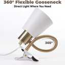 Desk lamp Eye-Caring Table Lamps, 360Rotation Gooseneck Clip on Lamp Reading Light, Portable Reading Book Light, Clamp Light, Study Desk Lamps for Bedroom and Office Home Lighting (Black and White)