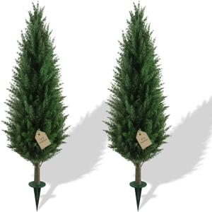 3.3FT Artificial Cedar Topiary Trees Set of 2 with Spike, UV Resistant Fake Plants Bushes Shrubs, Faux Arborvitae Cypress Privacy Tree for Outdoor Indoor Planter, Front Yard Porch Decor Christmas