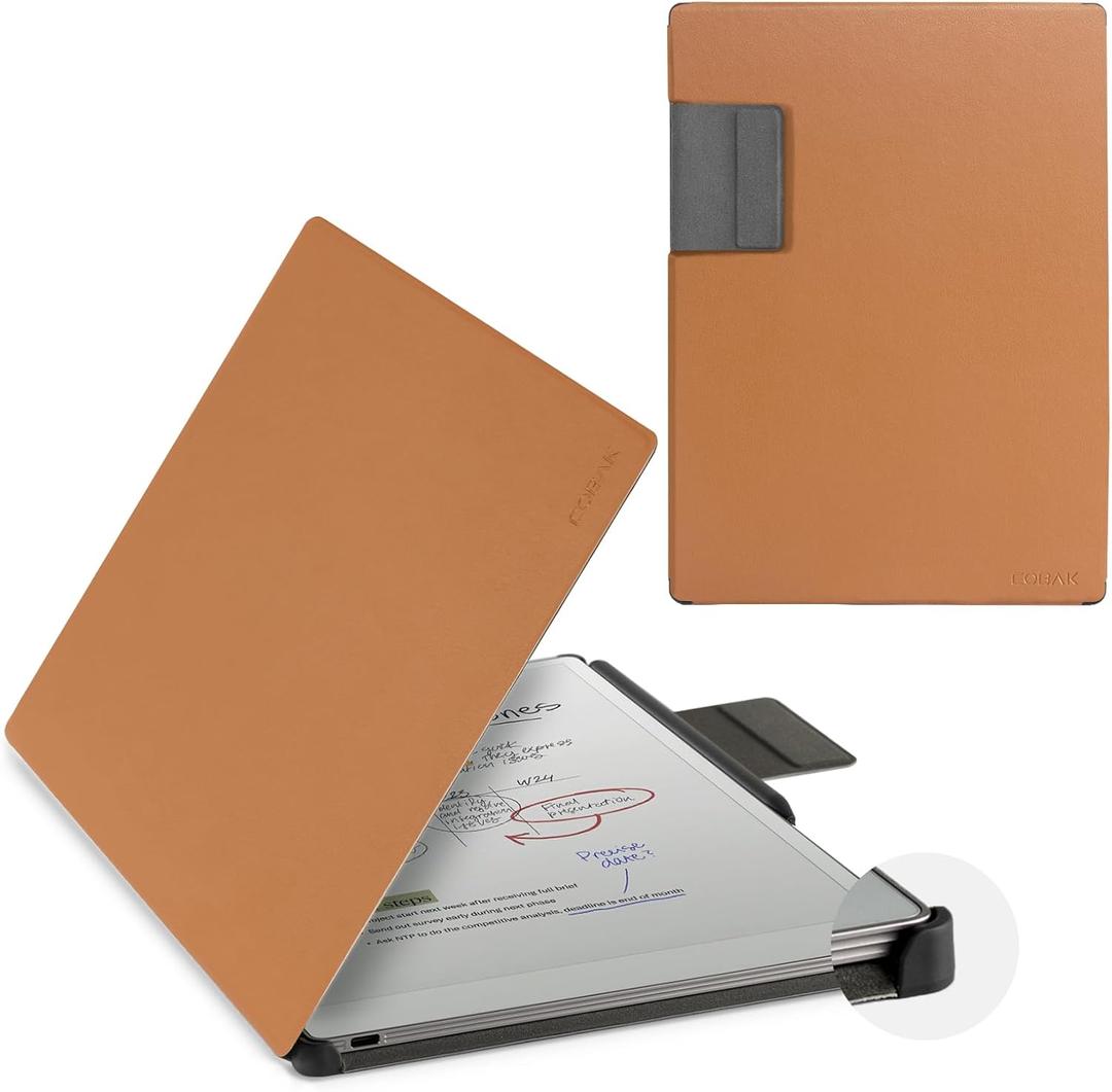 CoBak Premium Magnetic Case for 11.8" Remarkable Paper Pro 2024 Released, PU Leather Smart Auto Sleep/Wake Book Folio Cover with Corner Protection and Pen Holder Strap, Coffee Brown