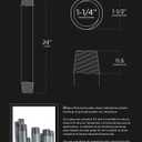 Supply Giant QDHM1124 Steel, Pre Cut Industrial Pipe Schedule 40 Threaded Fitting, 1-1/4'' x 24", Galvanized