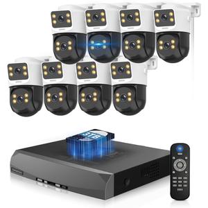 4K PoE Security Camera System Outdoor, PTZ Wired Video Surveillance Systems