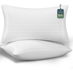 King Size Pillows Set of 2, King Pillows 2 Pack with Adjustable Down Alternative Polyester Fiber Fill, Hotel-Quality Comfort for Side, Back & Stomach Sleepers