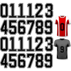 WILLBOND 24 Pcs Iron on Numbers, Jersey Heat Transfer Numbers 0 to 9 for Team Uniform T-Shirt Football Basketball Baseball(Black with Black Border,8 Inch)