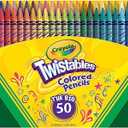 Crayola Twistables Colored Pencil Set for Kids (50ct), No Sharpen Coloring Book Pencils, Essential Classroom Supplies, Cute Back to School Gifts for Kids, 4+