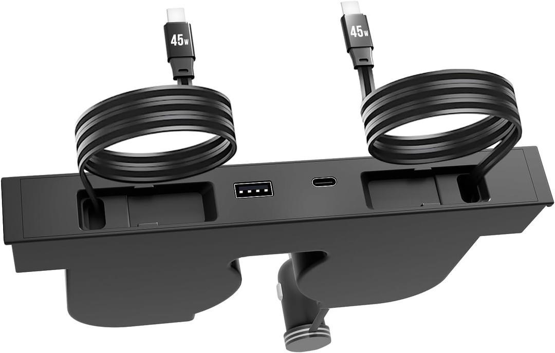 USB Hub for Tesla Model Y Juniper Accessories 2026 & Model 3 Highland 2025 Accessories, Hidden Console Phone Charger Hub, Center Console Interior (2-Type C for ModelY/3 Juniper&Highland)