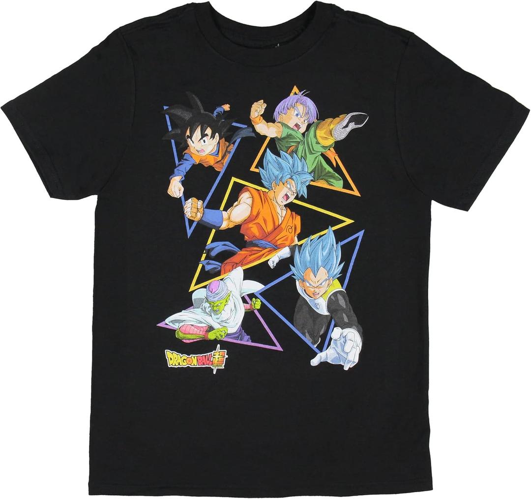 Dragon Ball Z Super Boys' Character Triangle Design Graphic Print T-Shirt (Medium)
