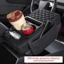 5 in 1 Car Center Console Cover, Armrest Pad with 2 Storage Pockets, Cup Holder, Tissue Box Slot, Phone Holder, Universal Car Interior Organizer (Black)
