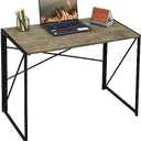 Interior Elements Folding Computer Desk for Home Office – 39" Small Portable Writing Desk, Light Brown Oak and Black Frame, Space-Saving Modern Study Table, No Assembly Required