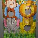Tatuo Safari Animals Toss Games Banner with Bean Bags Jungle Wild Animals Backdrop Zoo Photo Background Funny Toss Game for Kids Birthday Party Supplies