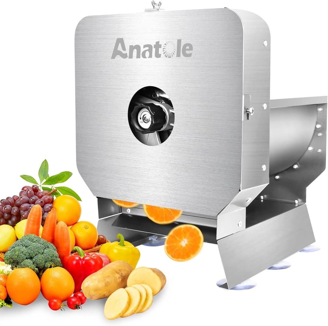 Commercial Vegetable Slicer, Stainless Steel Manual & Electric Food Cutter, 1-12mm Thickness Adjustable, Removable, for Lemon, Cucumber, Potato, Carrot
