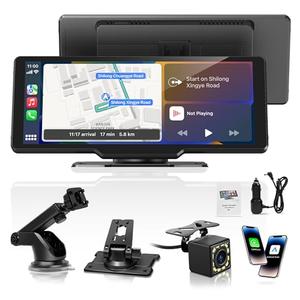 Portable Carplay Screen for Car, 10.26" Wireless Carplay Car Stereo & Android Auto Car Play Touchscreen with 1080P Backup Camera, GPS Navigation, Voice Control,5.0 Bluetooth (10.26inch)
