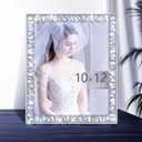 10x12 Wood Bling Picture Frame for Hanging Wall Decor,Photo Frame Display Pictures 7x9 with Mat or 10x12 Without Mat,Glitter Sparkle Different Glass Diamond lace Picture Frame (White)
