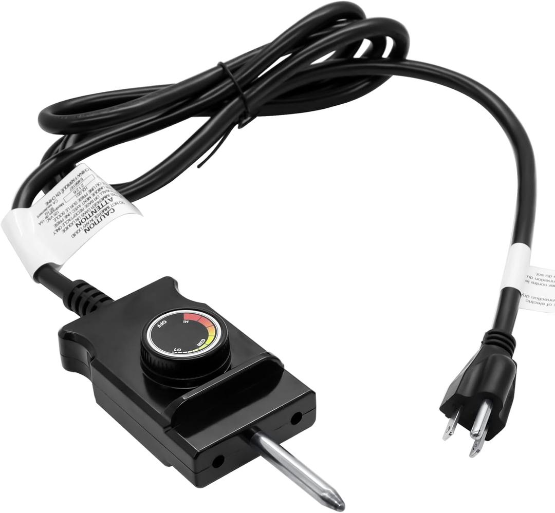 Adjustable Thermostat Controller Probe Cord for Masterbuilt Analog Electric Smokers, Thermostat Control with Power Cord Replacement Parts for Most Electric Smoker and Grills Heating Element