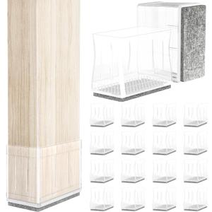 0.75" x 1.5" Rectangle Chair Leg Protectors for Hardwood Floors, Silicone Covers to Protect Wood Tile Floors Felt Pads Furniture Leg Caps Reduce Noise, Easy to Move.16 PCS Clear.