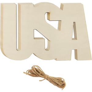 10 Pack 6 Inch Wood United States Crafts Unfinished Wooden United States Cutouts Wooden United States Hanging Ornaments DIY USA Craft Gift Tags for Home Party Decoration Craft Project