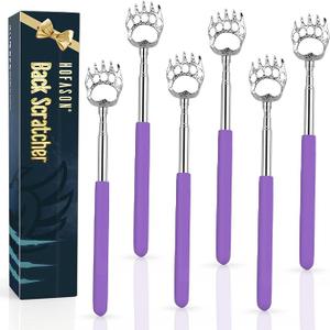 6 Pack Back Scratcher Fathers Day Dad Gifts, White Elephant Gifts for Adults, Stocking Stuffers for Men Women Teens, Prizes for Adults, Extendable Bulk Back Massager for Thanksgiving Birthday (Purple)