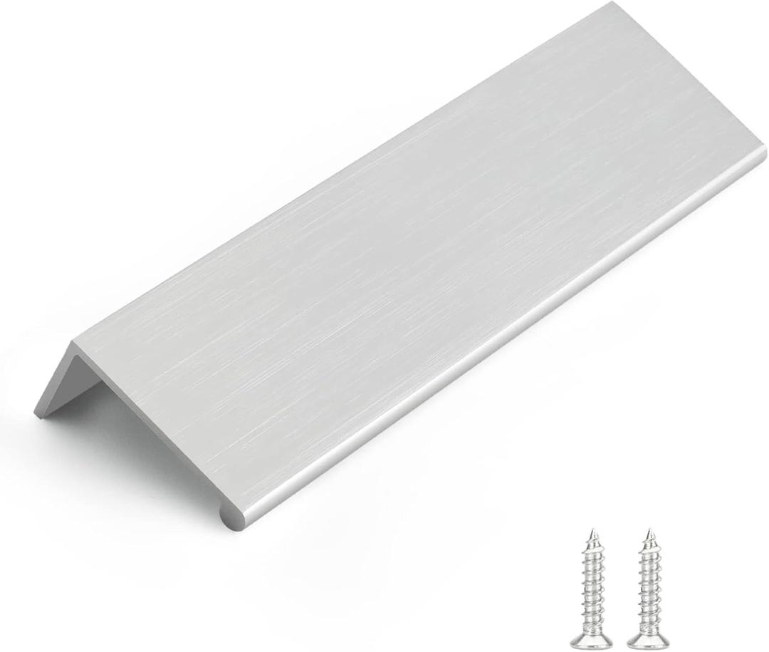 Rergy 4 Pack 5 INCH Cabinet Pulls Brushed Nickel Finger Pulls, Brushed Nickel Edge Pulls for Cabinet Kitchen Cabinet Edge Pulls, 128mm Cabinet Finger Pulls