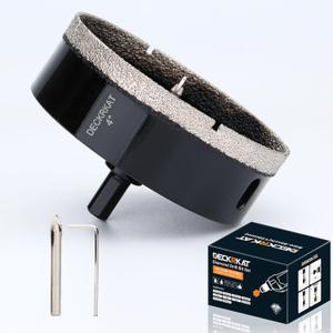 4 inch Diamond Hole-Saw Bits with Pilot Drill Bit -4" Diamond Tipped Tile Hole Saws with Guiding Bit Accurate Drilling for Porcelain Tile Ceramic Pottery Granite Stone Glass Bottles 102mm.