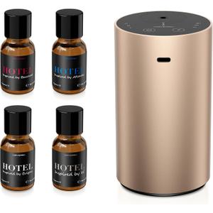 Airversa ADX Waterless Essential Oil Diffuser Starter Kit, Titanium | 4 x 10mL Fragrance Oi, Up to 600 sq ft, Battery Operated, Portable for Home Car Office, ADXKit-4x10-02