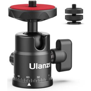 Mini Ball Head, ULANZI H28 Panoramic Tripod Head + Dual Hot Shoe Mount DSLR Camera Mount Adapter Photograph Attachment Accessories for Action Cameras Cam Smartphone Light Microphone Loading 5.5lb