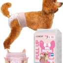 Dono Disposable Pull It Up Female Dog Diapers, 360 Stretchy Waist Puppy Diapers, Super-Absorbent Doggie Diapers with Rapid-Dry Technology Leak-Proof Design for Doggy in Heat Period, L 10 Pcs