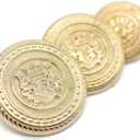 Gold Metal Shank Buttons - 12 Pcs - 3 Size Options - Kingdom Round Metal Shank Buttons for Men Women Blazer Coat Uniform Shirt Suit and Jacket Sewing Craft DIY N4002 (Medium)