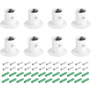 uxcell 8 Pcs 0.98 inch Pole Sockets Flange Rod Holder, Stainless Steel Closet Rod Bracket, Wall Mount Curtain Rod Bracket with Screws for Wardrobe Shower