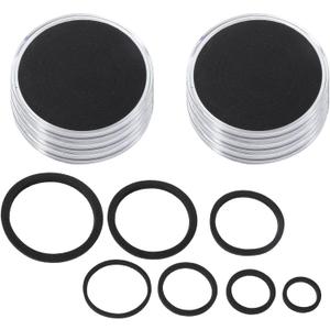 PATIKIL Coin Snap Holder, 6 Pack Silver Dollar Coin Holders for Collectors Coin Case with Foam Gasket Circle Fit 16/20/25/27/30/38/46mm Coins, Clear Black