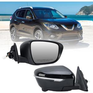 Right Passenger Side Mirror Compatible with Nissan Rogue 2014-2020 with Heated Power Folding Turn Signal Camera Power Glass 13 Pins (NOT FIT Rogue Sport)