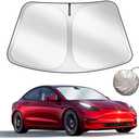 Upgraded Sunshade, Improved UV Protection Fabric, Foldable Front Sun Shade, Custom Accessories for Tesla Model 3/Y/Y Juniper 2016 to 2026