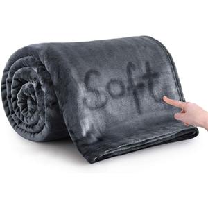 MOONLIGHT20015 Queen Size 90x90 Inch 400 GSM Super Soft Dark Grey Fleece Blanket