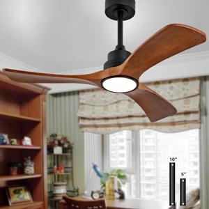 42 inch Ceiling Fan with Light.3 Blades Ceiling Fans with Lights, Walnut Wooden Ceiling Fans for Kids Room Study and Garage,Reversible DC Motor,Noiseless Indoor Outdoor chandelier ceiling fan