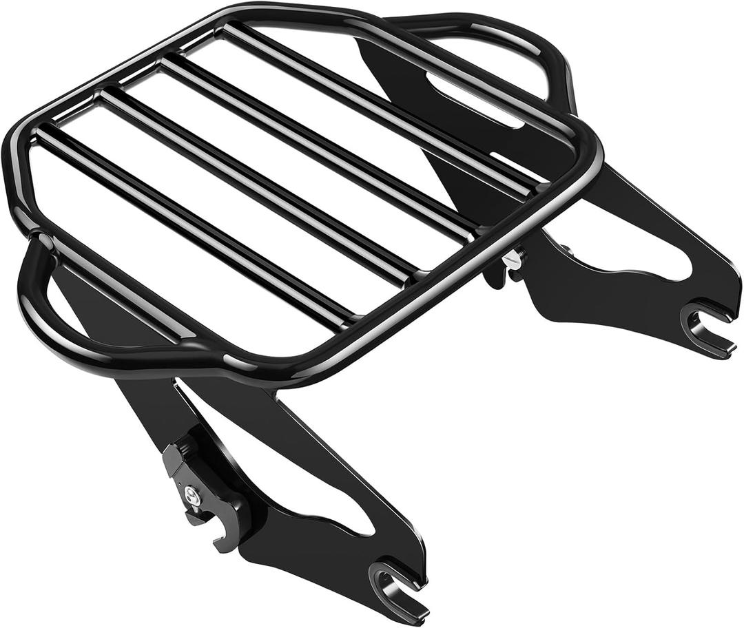 Benlari Gloss Black Detachable Luggage Rack 2-Up Mounting Rack Compatible for Harley Touring Road King Street Electra Glide 2009-2024 2021 2020 2019 2018 2017 2016 2015 2014 2013 2012 2011 2023