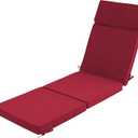 72 x 21 Inch Outdoor Chaise Lounge Cushion - Removable Cover, 4-Section Design, Water-Repellent & Fade-Resistant, 6 Tie Straps, Replacement for Patio & Pool Chairs - Burgundy