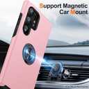 JAME for Samsung Galaxy S24 Ultra Case, Slim Fit Shockproof Heavy Duty Protective Cover with Ring Holder Stand Kickstand, Military-Grade Protection Phone Case for Galaxy S24 Ultra 6.8", Pink