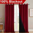 NICETOWN Full Shading Curtains 90 inches Long 2 Panels Set for Windows, Super Heavy-Duty Black Lined Blackout Curtains for Bedroom, Privacy Assured Window Treatment (Burgundy Red, 52 inches W)