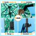 HOMEDEMO 6'6' Beach Cabana, Beach Canopy Tent Easy Set up and Take Down with Sand Pockets, Big Sandy Anchor, Elongated Side Wall for Sand, Green Leaves