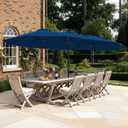 SUPERJARE 15FT Outdoor Patio Umbrella with Base Included, Double Sided Pool Umbrellas with Fade Resistant Canopy, Extra-Large Table Umbrella for Deck, Market, Backyard, Navy Blue