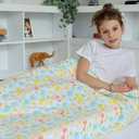 Kids Blanket 100% Cotton  Animal Theme Throw with Giraffe, Elephant, Frog, Duck  Lightweight Soft Toddler Blanket for Boys Girls, Perfect for Spring Summer Fall, 40 x 60 in (101.6 x 152.4 cm)