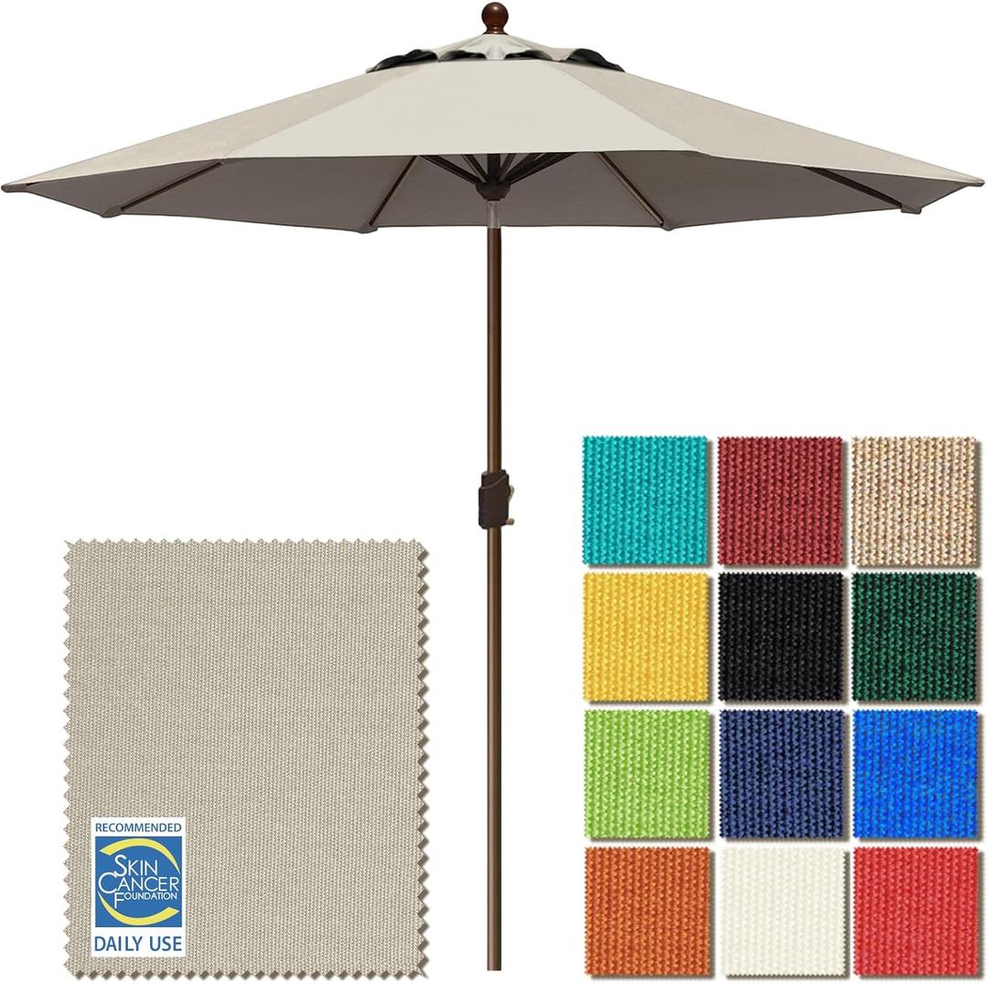 EliteShade USA 10-Year-Non-Fading 9Ft Market Patio Umbrella, UPF 50+ UV Protection Performance Sun Umbrella, Heavy Duty Commercial Grade Outdoor Table Umbrella with Crank & Tilt, Windproof Vented Top for Garden, Pool, Deck and Outdoor Playsets, Antique Beige
