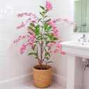 Artificial Jasmine Tree 5ft Beige Flower Pot Fake Plants, Lifelike Artificial Trees with Natural - Looking Blooms, Perfect for Any Space (Green)