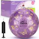 Soccer Ball Size 3 4 Purple Pink Glitter Butterfly Football for Kids Sparkle Gift for Boys Girls Toddlers Aged 3-8 8-12 Easter Birthday Present for Youth Kids Indoor Outdoor Practice
