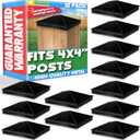 GreenLighting 4x4 Aluminum Pyramid Post Cap Cover (Black 12 Pack) Fits 4x4 Nominal Wood (True 3.5 x 3.5) Powder Coated Matte Outdoor Post Caps Cover, Fence Wood Post, Decking, Waterproof