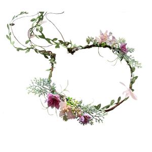 Vivivalue Vine Flower Crown Boho Flower Headband Hair Wreath Floral Headpiece Halo with Ribbon Wedding Party Photos Festival
