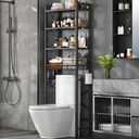 Salakita Over-The-Toilet Storage Rack, 4-Tier Bathroom Organizer Shelf Over Toilet with Adjustable Shelf and Basket, Freestanding Space Saver Bathroom Shelves Above Toilet for Room (Oak Gray)